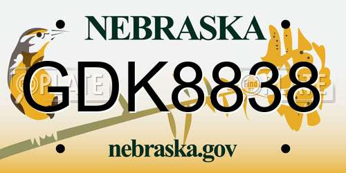 GDK8838 Nebraska License Plate