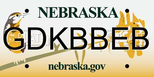 GDKBBEB Nebraska License Plate