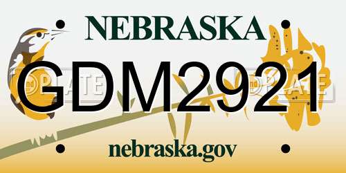 GDM2921 Nebraska License Plate