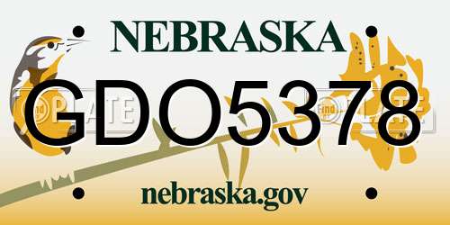 GDO5378 Nebraska License Plate