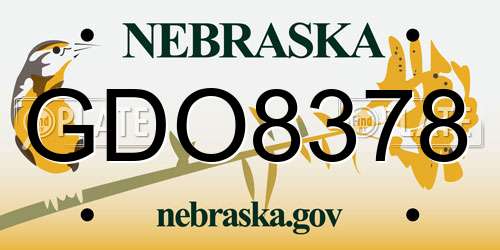 GDO8378 Nebraska License Plate