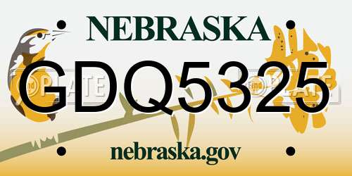 GDQ5325 Nebraska License Plate