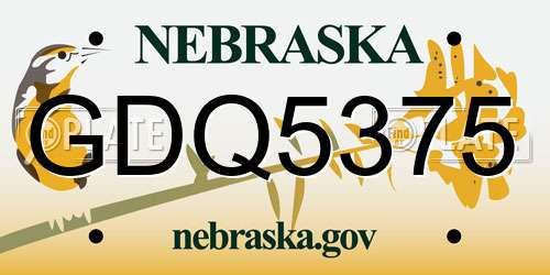 GDQ5375 Nebraska License Plate