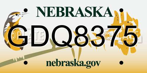 GDQ8375 Nebraska License Plate