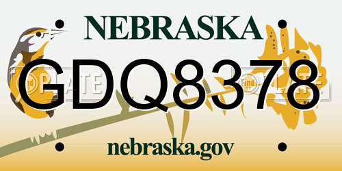 GDQ8378 Nebraska License Plate