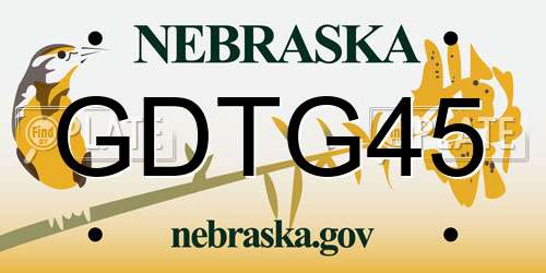 GDTG45 Nebraska License Plate