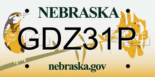 GDZ31P Nebraska License Plate