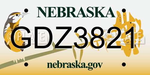 GDZ3821 Nebraska License Plate