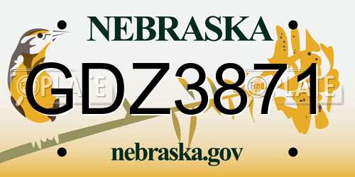 GDZ3871 Nebraska License Plate