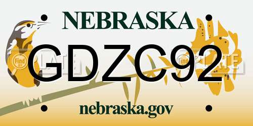 GDZC92 Nebraska License Plate