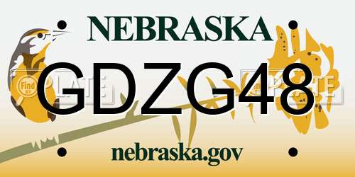 GDZG48 Nebraska License Plate