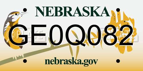 GE0Q082 Nebraska License Plate