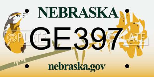 GE397 Nebraska License Plate
