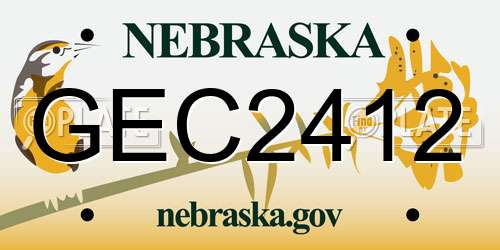 GEC2412 Nebraska License Plate