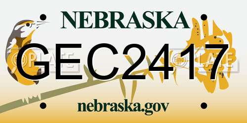 GEC2417 Nebraska License Plate