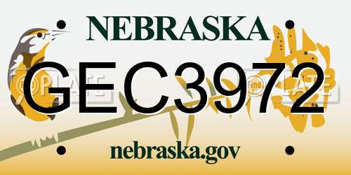 GEC3972 Nebraska License Plate