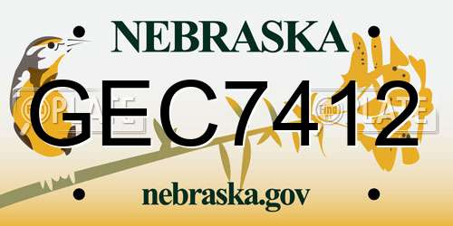 GEC7412 Nebraska License Plate