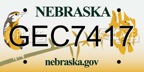 GEC7417 Nebraska License Plate