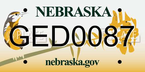 GED0087 Nebraska License Plate