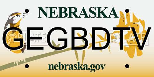 GEGBDTV Nebraska License Plate