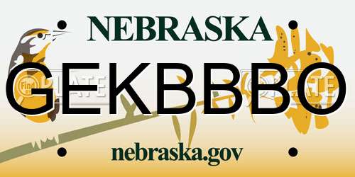 GEKBBBO Nebraska License Plate