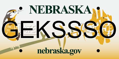 GEKSSSO Nebraska License Plate