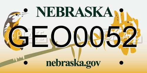 GEO0052 Nebraska License Plate