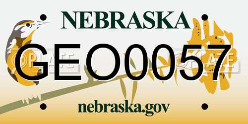 GEO0057 Nebraska License Plate