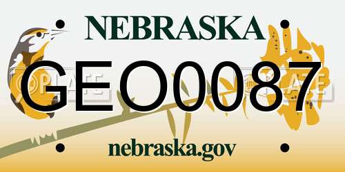 GEO0087 Nebraska License Plate