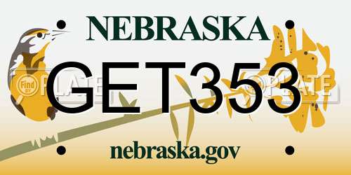 GET353 Nebraska License Plate