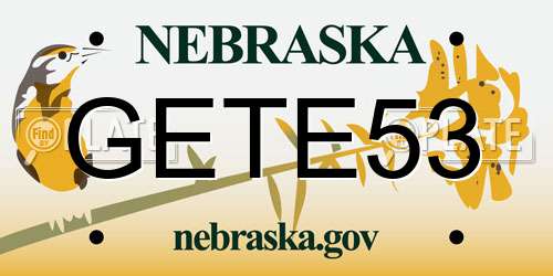 GETE53 Nebraska License Plate