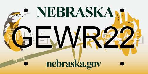 GEWR22 Nebraska License Plate