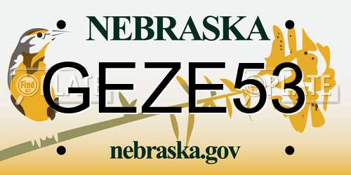 GEZE53 Nebraska License Plate