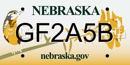 GF2A5B Nebraska License Plate
