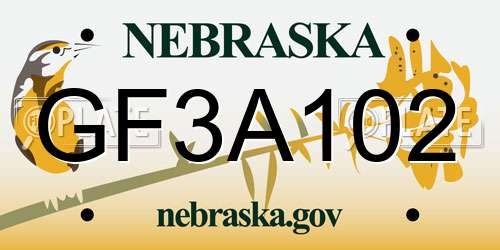 GF3A102 Nebraska License Plate