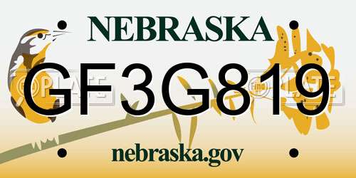 GF3G819 Nebraska License Plate