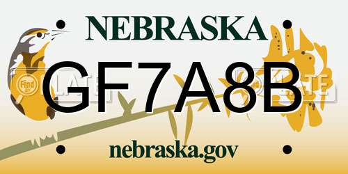 GF7A8B Nebraska License Plate