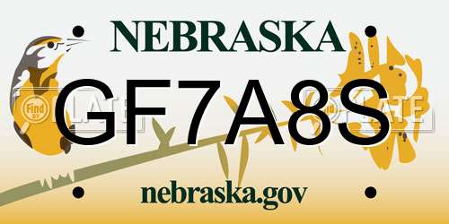 GF7A8S Nebraska License Plate
