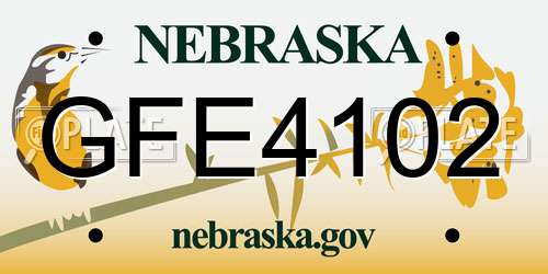 GFE4102 Nebraska License Plate