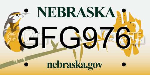 GFG976 Nebraska License Plate