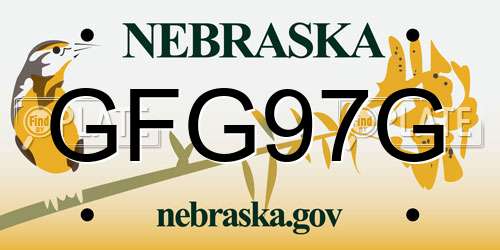GFG97G Nebraska License Plate