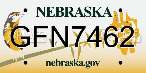 GFN7462 Nebraska License Plate