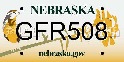 GFR508 Nebraska License Plate