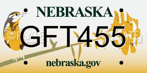 GFT455 Nebraska License Plate