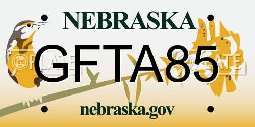 GFTA85 Nebraska License Plate