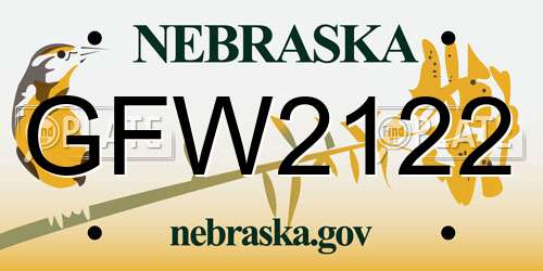 GFW2122 Nebraska License Plate