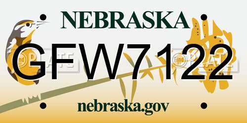 GFW7122 Nebraska License Plate
