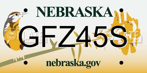 GFZ45S Nebraska License Plate