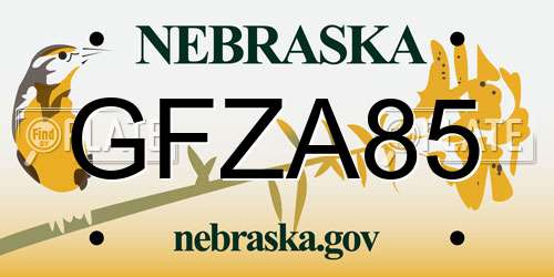 GFZA85 Nebraska License Plate
