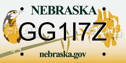 GG1I7Z Nebraska License Plate